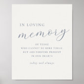 Soft Dusty Blue In Loving Memory Wedding Sign ポスター (正面)