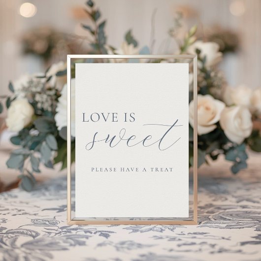 Soft Dusty Blue Love Is Sweet Wedding Sign Poster ポスター