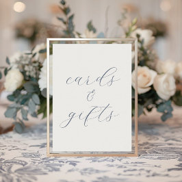 Soft Dusty Blue Wedding Cards and Gifts Sign ポスター