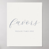 Soft Dusty Blue Wedding Favors Sign Poster ポスター (正面)