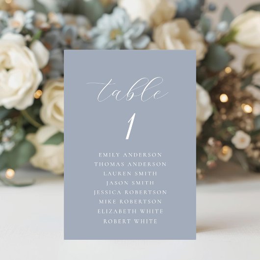 Soft Dusty Blue Wedding Seating Chart テーブルナンバー
