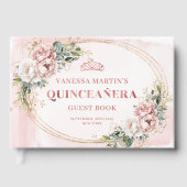 Soft Dusty Pink Flowers Eucalyptus 15th Guest Book ゲストブック (正面)