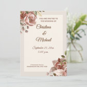 Soft Dusty Rose Floral Wedding Invitation 招待状 (スタンド正面)