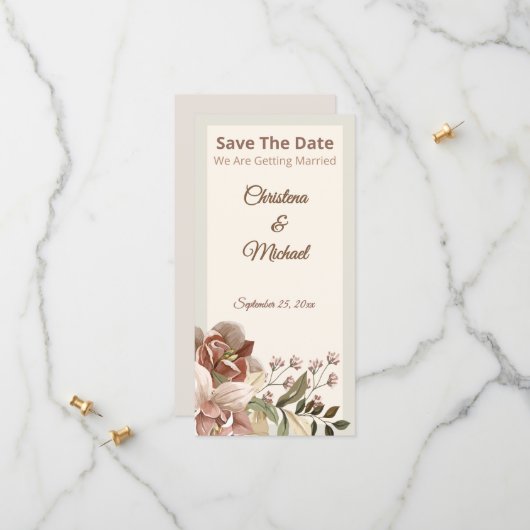 Soft Dusty Rose Floral Wedding Save The Date セーブザデート (正面/裏面インサイチュ)