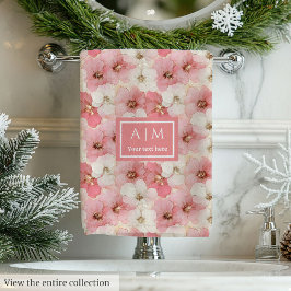 Soft Dusty Rose & Gold Flowers Towel Personalized  バスタオルセット