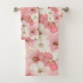 Soft Dusty Rose & Gold Flowers Towel Personalized  バスタオルセット (インサイチュ)