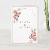 Soft Dusty Rose Pink Floral Pampas QR Code Wedding 招待状 (正面)