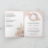 Soft Dusty Rose Pink Floral Pampas QR Code Wedding 招待状 (内部)