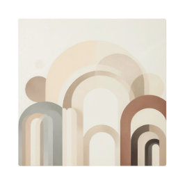 Soft Earth Tone Arches in Japandi Harmony メタルプリント