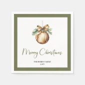 Soft Earthy Christmas Bauble Personalized Napkins スタンダードカクテルナプキン (正面)