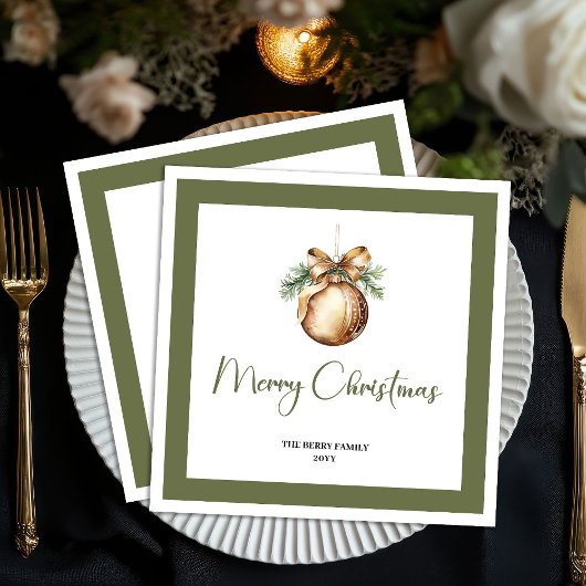 Soft Earthy Christmas Bauble Personalized Napkins スタンダードカクテルナプキン