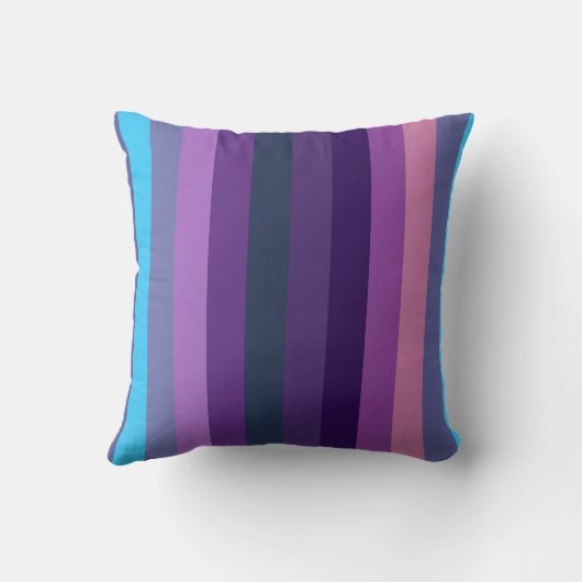 Soft Eclectic Blue-Purple Muted Stripe Pattern クッション (裏面)