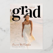 Soft Editorial Grad PhotoPop Graduation 箔招待状 (正面)