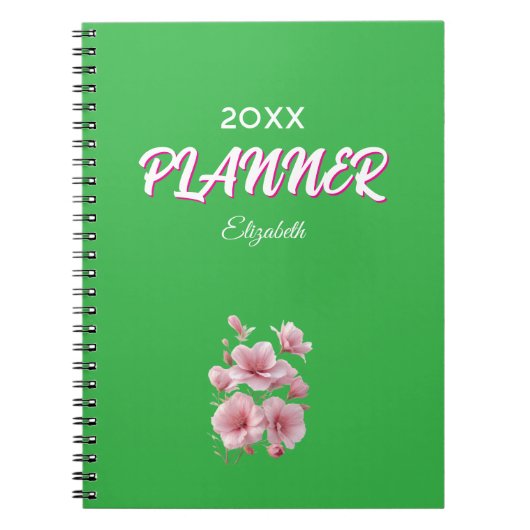 Soft Elegant Pink Floral Personalized ノートブック (正面)