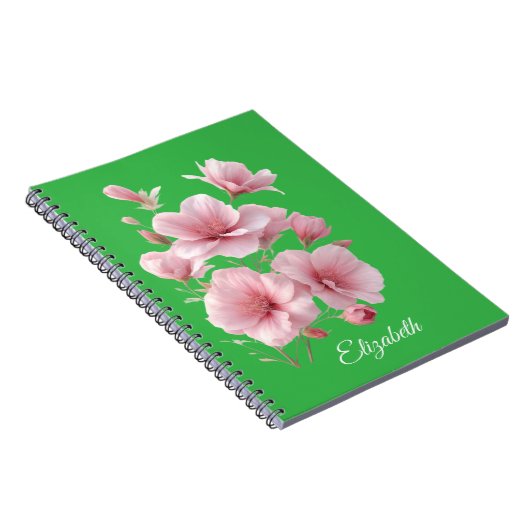 Soft Elegant Pink Floral Personalized ノートブック (右側)