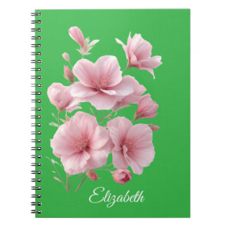 Soft Elegant Pink Floral Personalized ノートブック
