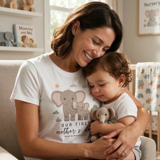 Soft Elephant Mom Baby First Mothers Day Art Tシャツ