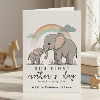 Soft Elephant Mom Baby First Mothers Day Love カード
