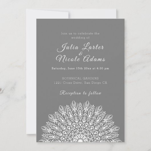 Soft Feather Dry Pampas Grass Mandala Wedding 招待状 (正面)