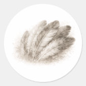 Soft Feathers in Bloom モノクロの自然 ラウンドシール (正面)