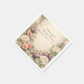 Soft Fig Botanical Bridal Shower スタンダードカクテルナプキン (角)