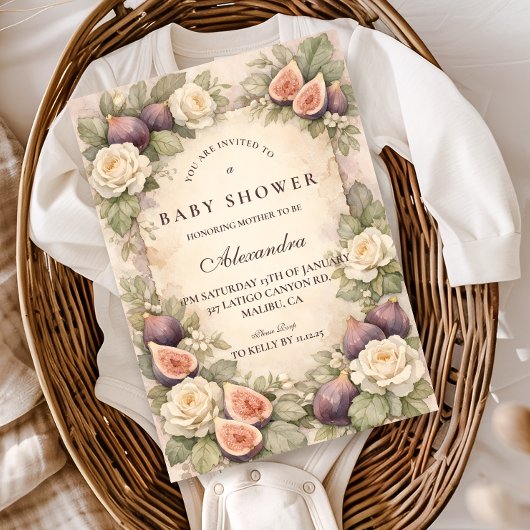 Soft Fig Garden Storybook Baby Shower 招待状