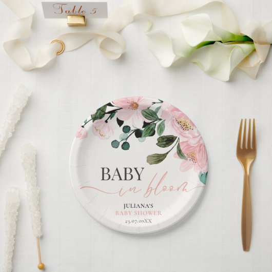 Soft Floral Baby Shower Paper Plate ペーパープレート (ウェディング)