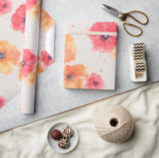 Soft Floral Blooms Wrapping Paper  ラッピングペーパー (クラフト)