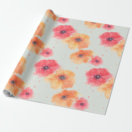 Soft Floral Blooms Wrapping Paper Eucalyptus Mist ラッピングペーパー