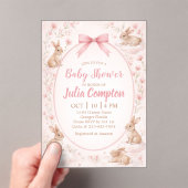 Soft Floral Bunny Baby Shower Invitation  アクリル招待状 (インサイチュ (ポータブル))