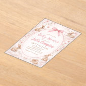 Soft Floral Bunny Baby Shower Invitation  アクリル招待状 (レイダウン)