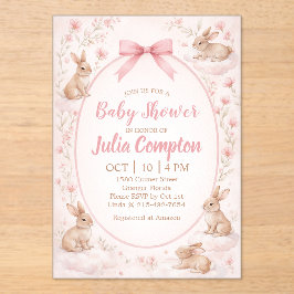 Soft Floral Bunny Baby Shower Invitation  アクリル招待状