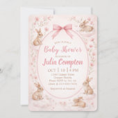 Soft Floral Bunny Baby Shower Invitation  シーズンカード (正面)