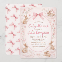 Soft Floral Bunny Baby Shower Invitation  シーズンカード