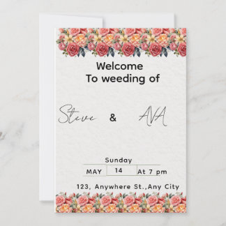Soft Floral Pink Wedding Invitation | Romantic & E 招待状