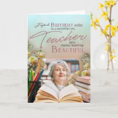 Soft Floral Teacher Birthday Keepsake Photo  カード (黄色い花)