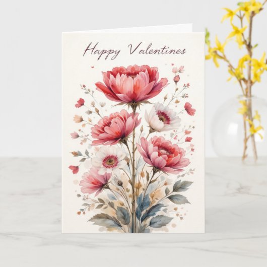 Soft Floral Valentine Romantic Rose Valentines  カード (黄色い花)