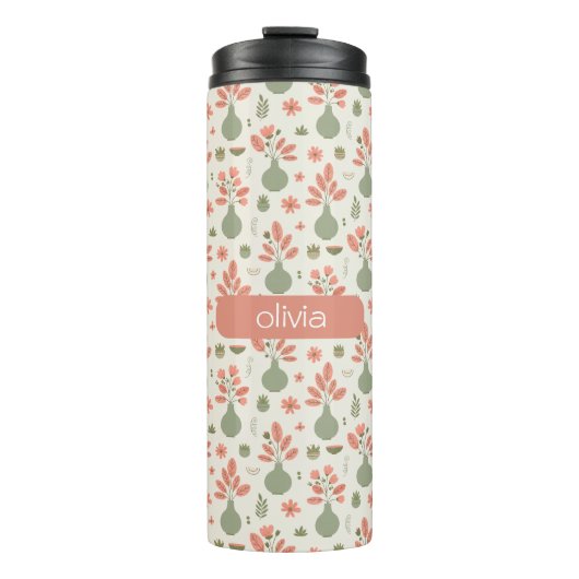 Soft Floral Vase Pattern — Blush Pink Accent タンブラー (正面)