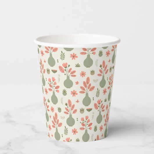 Soft Floral Vase Pattern — Blush Style 紙コップ (裏面)