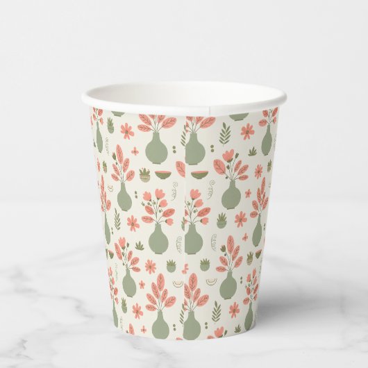 Soft Floral Vase Pattern — Blush Style 紙コップ (右)