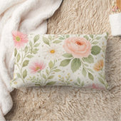Soft Floral Watercolor Pattern   ランバークッション (ブランケット)