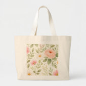 Soft Floral Watercolor Pattern   ラージトートバッグ (正面)