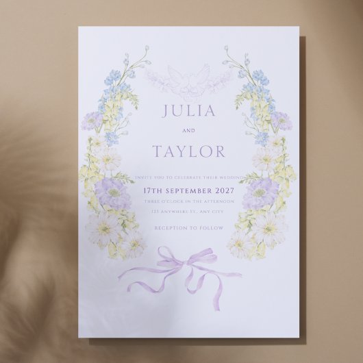 Soft Floral Wedding Invitation – Elegant Colorful 招待状