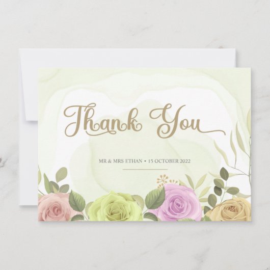 Soft Floral Wedding Invitation Thank You Card サンキューカード (正面)