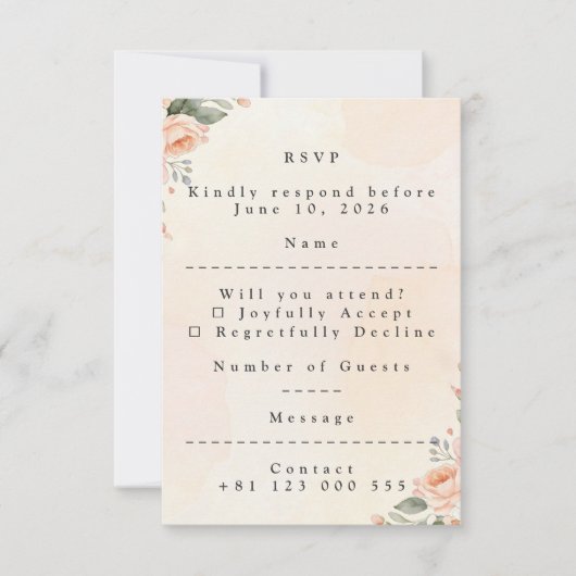 Soft Floral Wedding RSVP Card Elegant Response (正面)