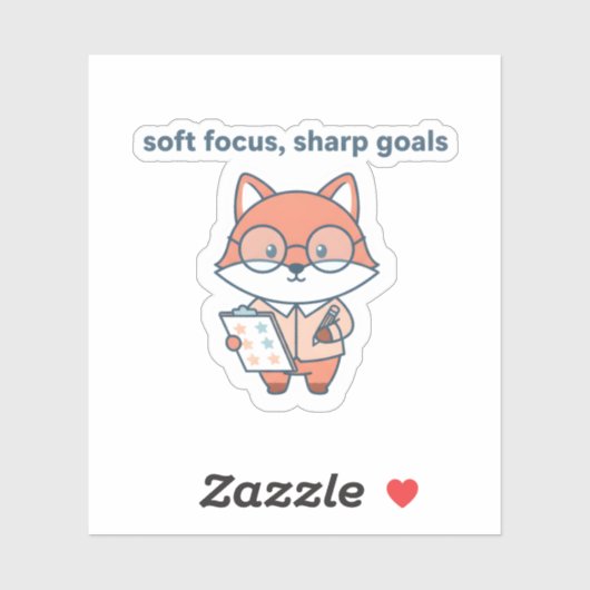 Soft Focus Sharp Goals Sticker Cute Fox Motivation シール (シート)