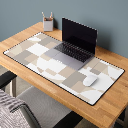 Soft Geometric Blocks – Calm Neutral Abstract Work デスクマット (オフィス2)