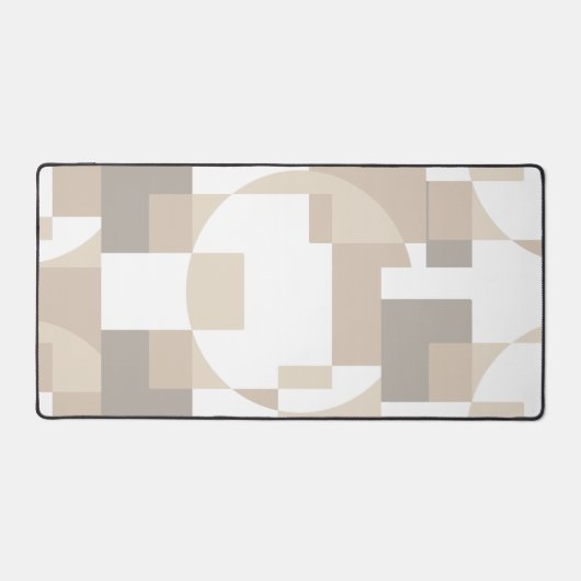 Soft Geometric Blocks – Calm Neutral Abstract Work デスクマット (正面)
