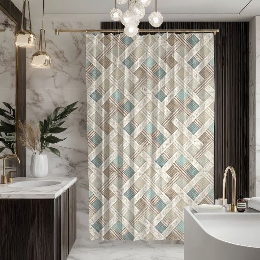 Soft Geometric Curtain Minimalist Bathroom Style シャワーカーテン