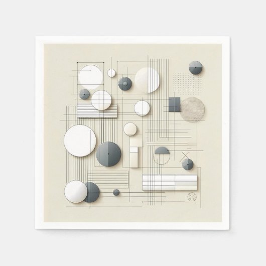 Soft Geometric Linework スタンダードカクテルナプキン (正面)